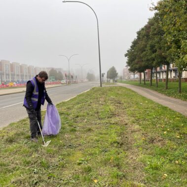 Litter picking - Councillor Holt in action