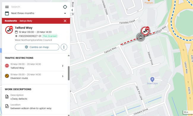 Telfor Way Road Closure