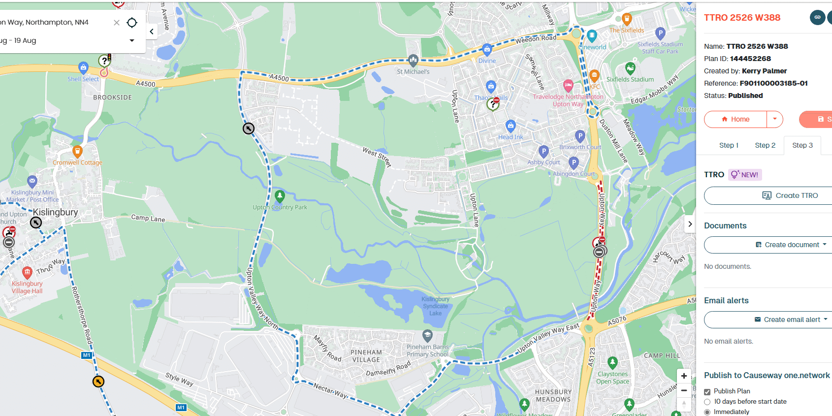 Map Upton Way Closure 18th 19th August TTRO 2526 W388